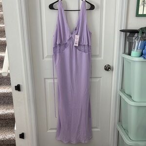 Women's Lavender Lace-Trim Maxi Dress